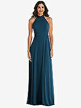 Alt View 2 Thumbnail - Atlantic Blue High Neck Halter Backless Maxi Dress