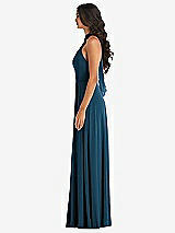 Alt View 3 Thumbnail - Atlantic Blue High Neck Halter Backless Maxi Dress