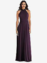 Alt View 2 Thumbnail - Aubergine High Neck Halter Backless Maxi Dress