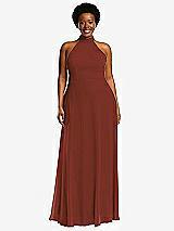 Front View Thumbnail - Auburn Moon High Neck Halter Backless Maxi Dress