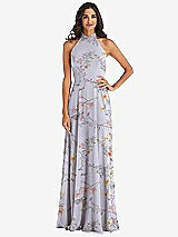 Alt View 1 Thumbnail - Butterfly Botanica Silver Dove High Neck Halter Backless Maxi Dress