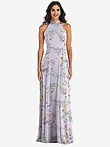 Alt View 2 Thumbnail - Butterfly Botanica Silver Dove High Neck Halter Backless Maxi Dress