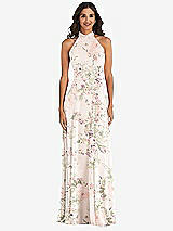 Alt View 2 Thumbnail - Blush Garden High Neck Halter Backless Maxi Dress