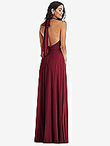 Alt View 4 Thumbnail - Burgundy High Neck Halter Backless Maxi Dress