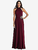 Alt View 1 Thumbnail - Cabernet High Neck Halter Backless Maxi Dress