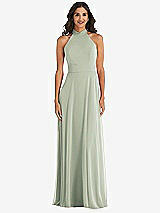 Alt View 2 Thumbnail - Celadon High Neck Halter Backless Maxi Dress