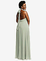 Rear View Thumbnail - Celadon High Neck Halter Backless Maxi Dress