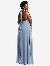 Rear View Thumbnail - Cloudy High Neck Halter Backless Maxi Dress