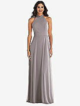 Alt View 2 Thumbnail - Cashmere Gray High Neck Halter Backless Maxi Dress