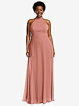 Front View Thumbnail - Desert Rose High Neck Halter Backless Maxi Dress