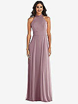 Alt View 2 Thumbnail - Dusty Rose High Neck Halter Backless Maxi Dress