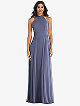 Alt View 2 Thumbnail - French Blue High Neck Halter Backless Maxi Dress