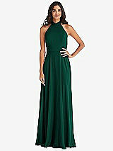 Alt View 1 Thumbnail - Hunter Green High Neck Halter Backless Maxi Dress