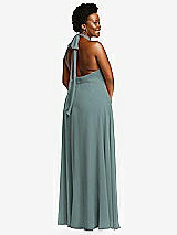 Rear View Thumbnail - Icelandic High Neck Halter Backless Maxi Dress