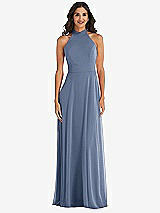 Alt View 2 Thumbnail - Larkspur Blue High Neck Halter Backless Maxi Dress