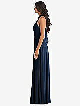 Alt View 3 Thumbnail - Midnight Navy High Neck Halter Backless Maxi Dress