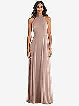 Alt View 2 Thumbnail - Neu Nude High Neck Halter Backless Maxi Dress