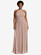 Front View Thumbnail - Neu Nude High Neck Halter Backless Maxi Dress