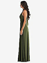 Alt View 3 Thumbnail - Olive Green High Neck Halter Backless Maxi Dress