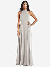 Alt View 1 Thumbnail - Oyster High Neck Halter Backless Maxi Dress