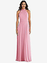 Alt View 2 Thumbnail - Peony Pink High Neck Halter Backless Maxi Dress