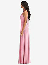 Alt View 3 Thumbnail - Peony Pink High Neck Halter Backless Maxi Dress