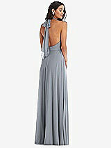 Alt View 4 Thumbnail - Platinum High Neck Halter Backless Maxi Dress