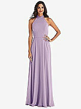 Alt View 1 Thumbnail - Pale Purple High Neck Halter Backless Maxi Dress