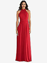 Alt View 2 Thumbnail - Parisian Red High Neck Halter Backless Maxi Dress