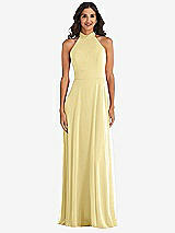 Alt View 2 Thumbnail - Pale Yellow High Neck Halter Backless Maxi Dress