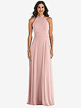 Alt View 2 Thumbnail - Rose - PANTONE Rose Quartz High Neck Halter Backless Maxi Dress