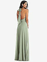 Alt View 4 Thumbnail - Sage High Neck Halter Backless Maxi Dress