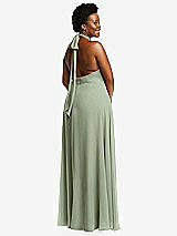 Rear View Thumbnail - Sage High Neck Halter Backless Maxi Dress