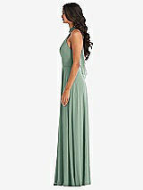 Alt View 3 Thumbnail - Seagrass High Neck Halter Backless Maxi Dress