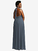 Rear View Thumbnail - Silverstone High Neck Halter Backless Maxi Dress