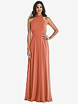 Alt View 1 Thumbnail - Terracotta Copper High Neck Halter Backless Maxi Dress