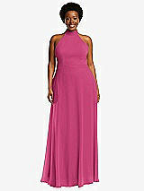 Front View Thumbnail - Tea Rose High Neck Halter Backless Maxi Dress