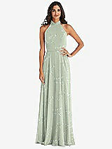 Alt View 1 Thumbnail - Vintage Primrose Sage High Neck Halter Backless Maxi Dress