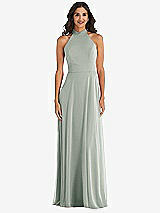 Alt View 2 Thumbnail - Willow Green High Neck Halter Backless Maxi Dress