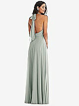 Alt View 4 Thumbnail - Willow Green High Neck Halter Backless Maxi Dress