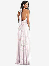 Alt View 4 Thumbnail - Watercolor Print High Neck Halter Backless Maxi Dress