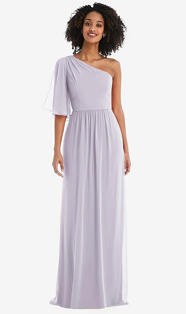 Front View - Moondance One-Shoulder Bell Sleeve Chiffon Maxi Dress