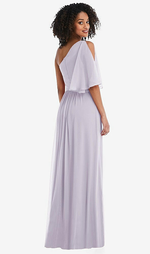 Back View - Moondance One-Shoulder Bell Sleeve Chiffon Maxi Dress