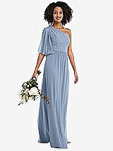 Alt View 1 Thumbnail - Cloudy One-Shoulder Bell Sleeve Chiffon Maxi Dress