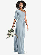 Alt View 1 Thumbnail - Mist One-Shoulder Bell Sleeve Chiffon Maxi Dress