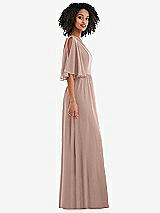 Side View Thumbnail - Neu Nude One-Shoulder Bell Sleeve Chiffon Maxi Dress