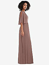 Side View Thumbnail - Sienna One-Shoulder Bell Sleeve Chiffon Maxi Dress