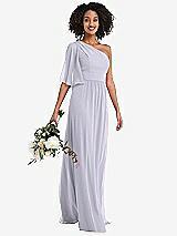 Alt View 1 Thumbnail - Silver Dove One-Shoulder Bell Sleeve Chiffon Maxi Dress