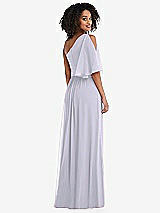 Rear View Thumbnail - Silver Dove One-Shoulder Bell Sleeve Chiffon Maxi Dress