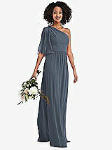 Alt View 1 Thumbnail - Silverstone One-Shoulder Bell Sleeve Chiffon Maxi Dress